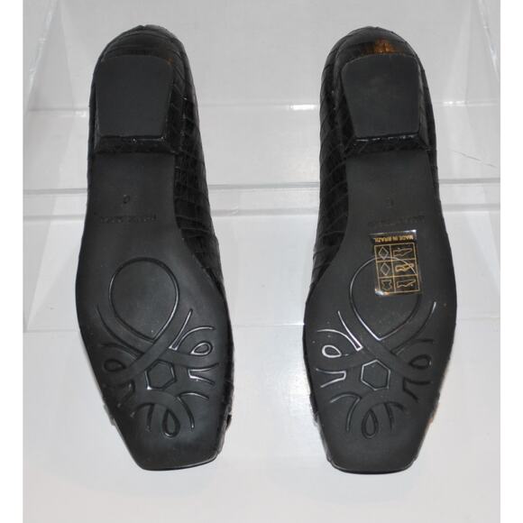 New Size 6 Womens Gino Ventori Vanessa Alligator Leather Black Low Heel - Picture 6 of 9